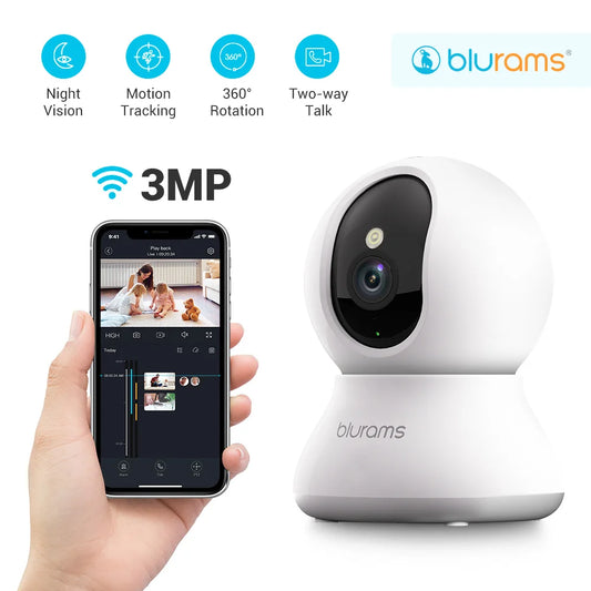 Blurams Pet Camera 2K, 360° Indoor Security Camera, Dog Camera with Phone App, PTZ Cameras for Home Security Indoor, 2-Way Audio