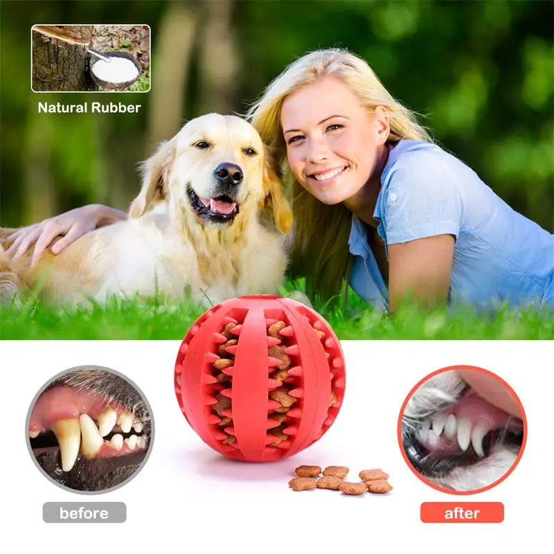 Dog Food Ball Pet Dog Toy Interactive Rubber Balls for Small Large Dogs Puppy Cat Chewing Toys Pet Tooth Cleaning - LukkyDeals