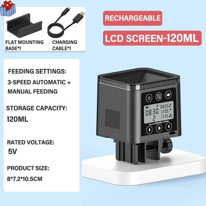 Automatic Fish Feeder LED LCD Screen 120ml/320ml Large Capacity Smart Timing Turtle Fish Tank Auto Feeder