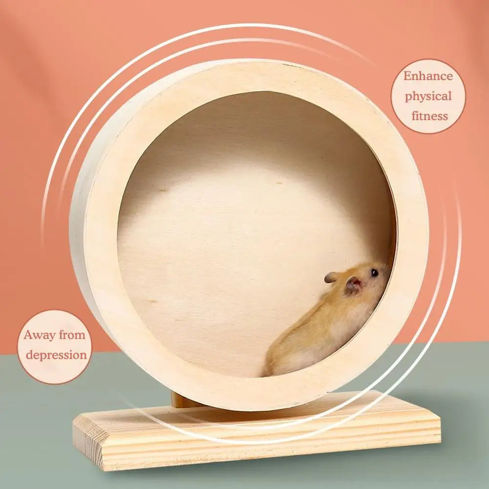 Hamster Wooden Silent Wheel, Small Animal Exercise Wheel Accessories, Quiet Spinner Hamster Running Wheels Prevent Depression Toys for Hamsters, Gerbils, Mice and Other Small Pets