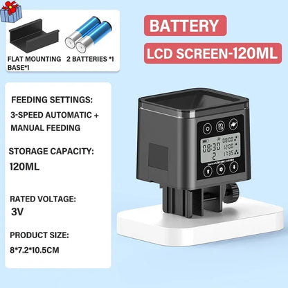 Automatic Fish Feeder LED LCD Screen 120ml/320ml Large Capacity Smart Timing Turtle Fish Tank Auto Feeder