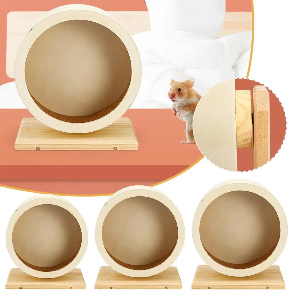 Hamster Wooden Silent Wheel, Small Animal Exercise Wheel Accessories, Quiet Spinner Hamster Running Wheels Prevent Depression Toys for Hamsters, Gerbils, Mice and Other Small Pets