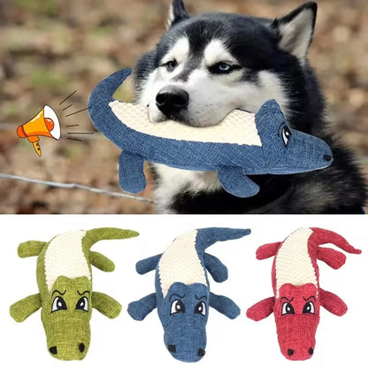 Pet Chew Toys Interactive Cartoon Animal Plush Alligator Shape Dog Sound Toy Gnawing Grinding Teeth Training Supplies - LukkyDeals