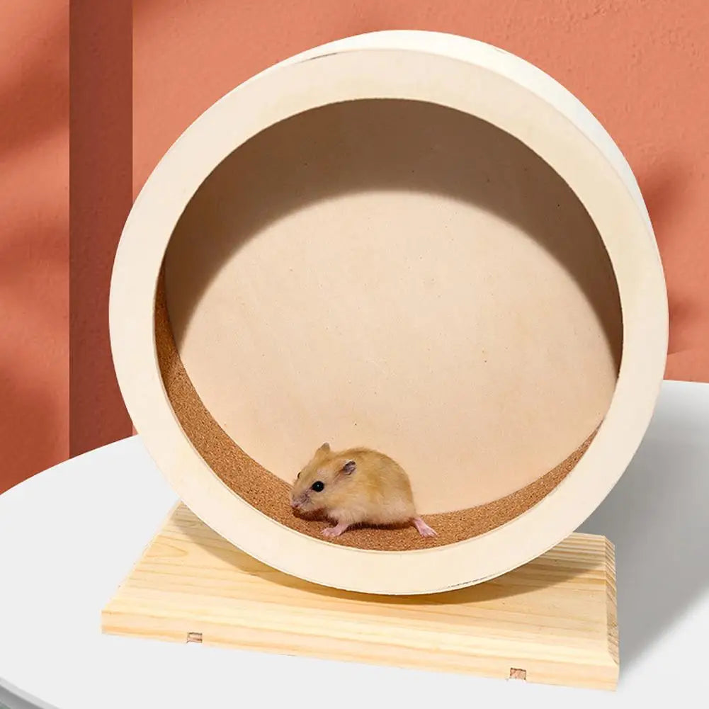 Hamster Wooden Silent Wheel, Small Animal Exercise Wheel Accessories, Quiet Spinner Hamster Running Wheels Prevent Depression Toys for Hamsters, Gerbils, Mice and Other Small Pets