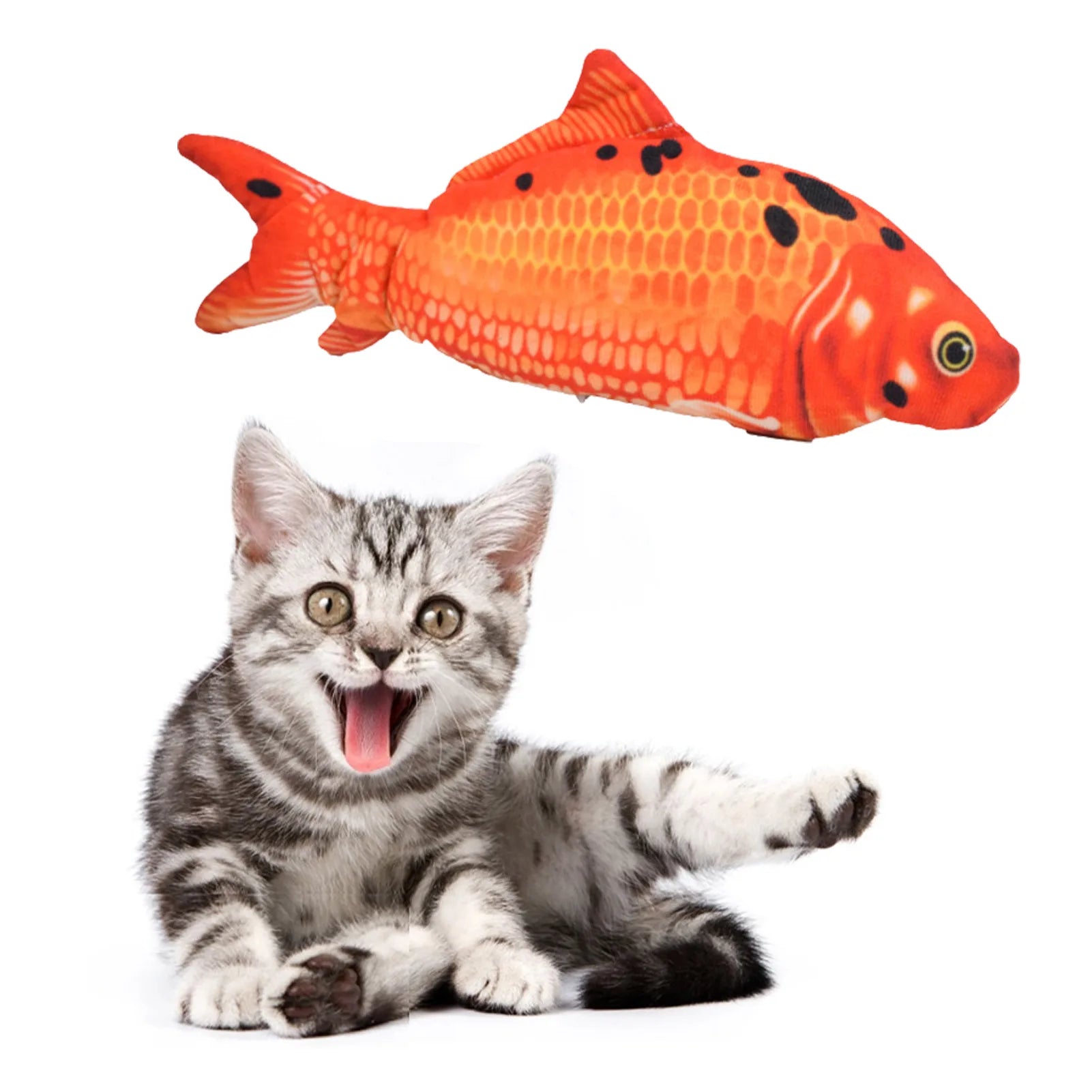 Electric Moving Fish Cat Toy—Realistic Flopping Catnip Kicker with Motion Sensor & USB Charging—LukkyDeals