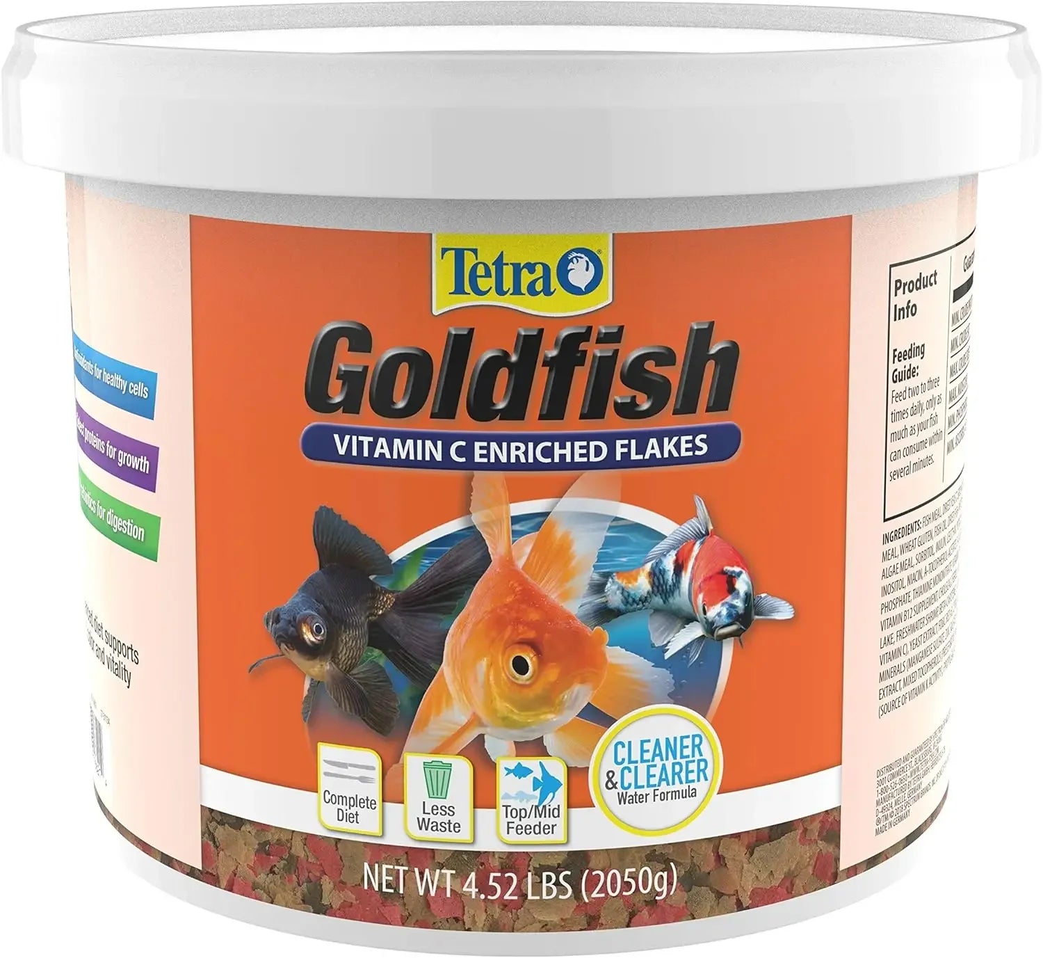 Goldfish Flakes, Nutritionally Balanced Diet For Aquarium Fish, Vitamin C Enriched Flakes, 4.52 lbs oz