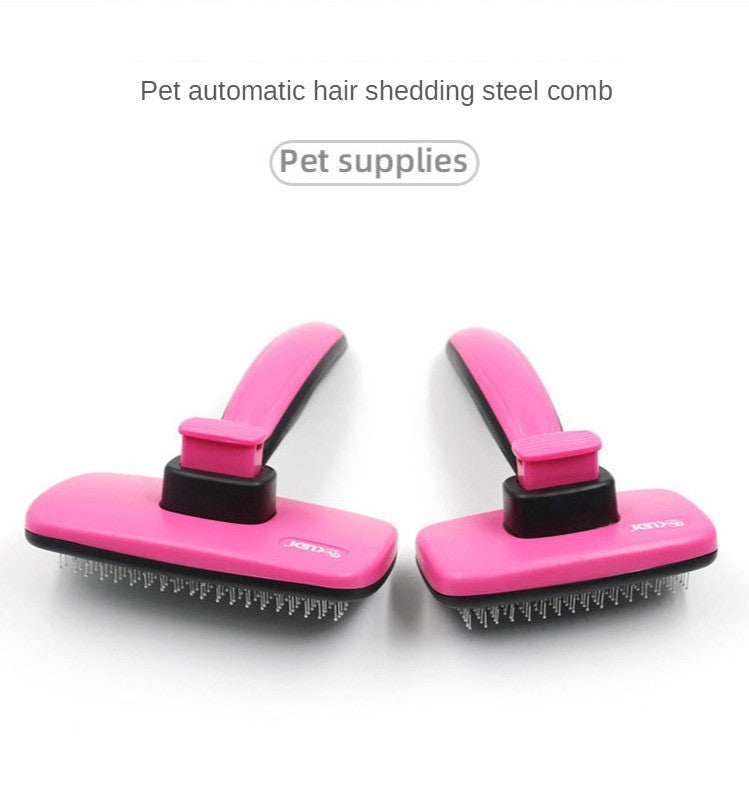 Curly Dog Hair Removal Comb Grooming Brush Stainless Steel Cats Combs Automatic Non-Slip Brush For Dog Cat Pet Cleaning Supplies