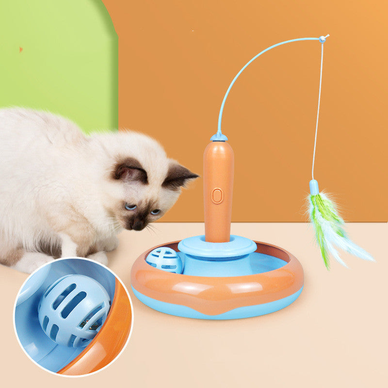 Buy 2 In 1 Pet Cat Toy With Feather | Interactive Cat Turntable