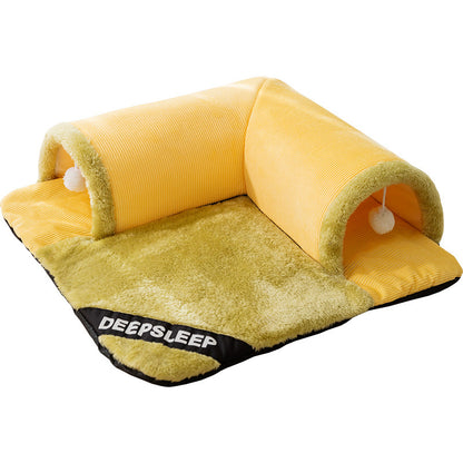 Cat Tunnel Bed Cozy Pet Haven with Peekaboo Design