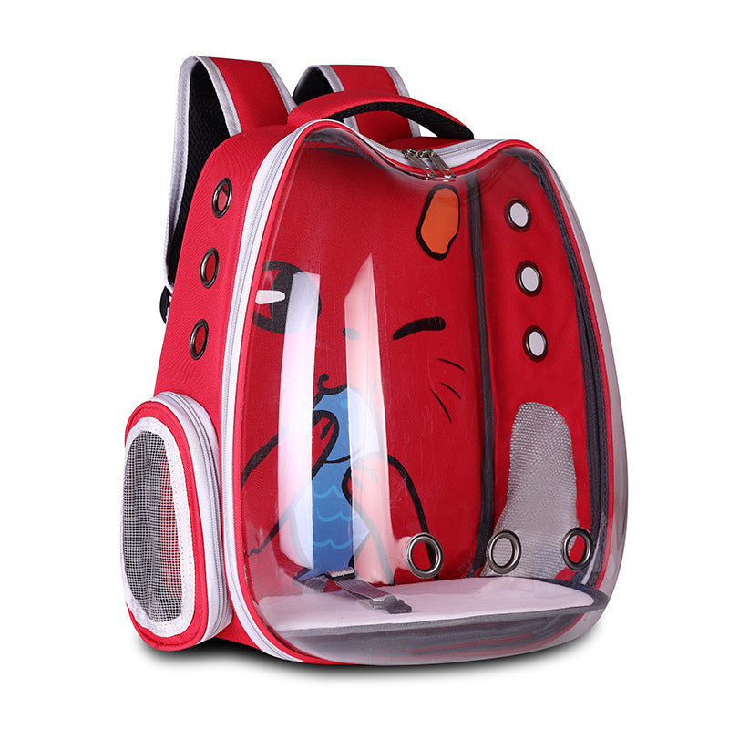 Breathable Outdoor Travel Backpack for Dogs and Cats Red