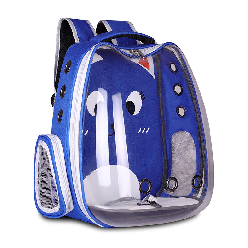 Breathable Outdoor Travel Backpack for Dogs and Cats blue