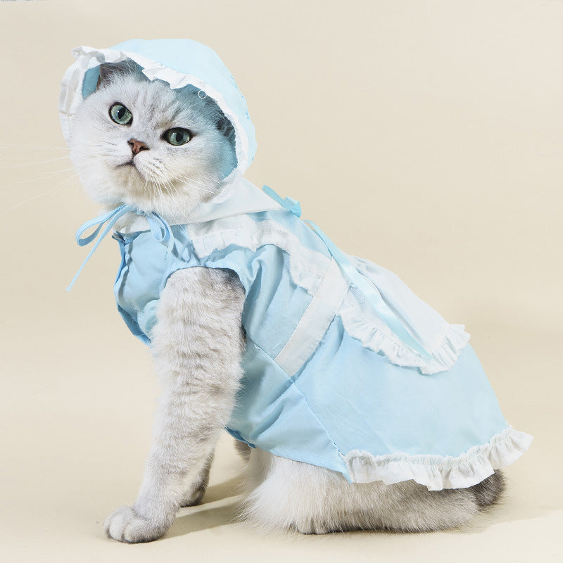 Maid Dress for Cats, Cute Pet Costume with Hat