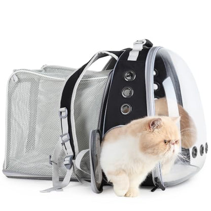 Lollimeow Cat Carrier Backpack, Bubble Expandable Backpack Carrier, Pets and Small Dogs,Airline-Approved, Designed for Travel, Hiking, Walking & Outdoor Use (Front Expandable-Pink)